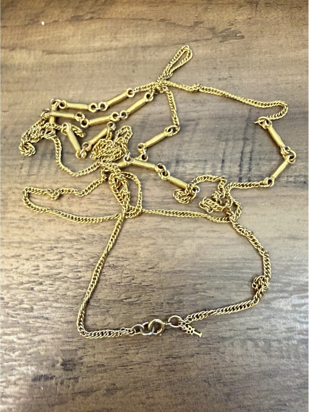 Vintage Trifari Gold Tone Chain 52” Long Necklace Vintage Signed Crown Trifari
